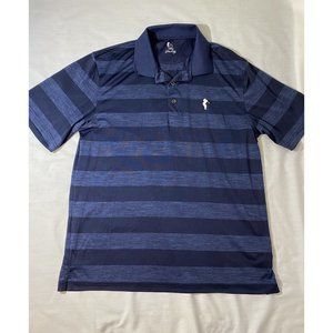 John Daly Polo Shirt Mens Large Blue striped Golf Short Sleeve Casual